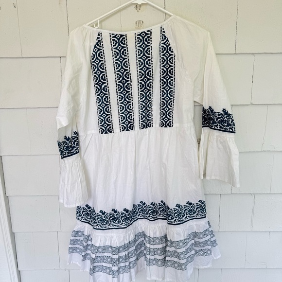 Roller Rabbit Mona Border Maricruz Dress Long Sleeve White Blue size XS - Picture 9 of 9
